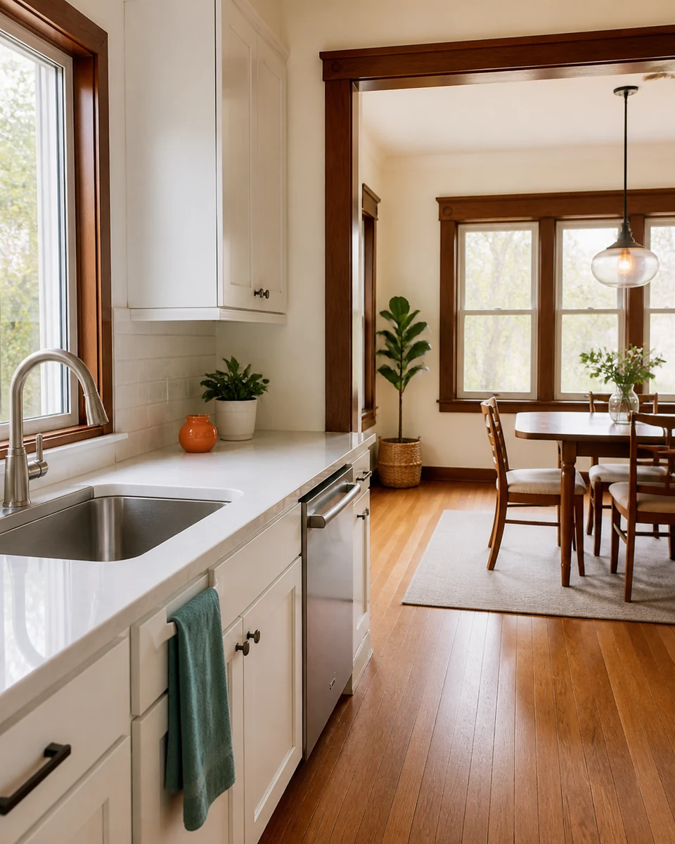 Fresh kitchen and dining area inside a Spokane home